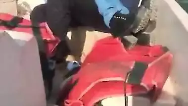 Desi hot couple kissing on boat