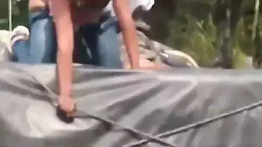 Daring NRI porn of a girl fucking outdoors on a riding truck