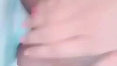 Girlfriend rubbing boobs and hairy pussy FSI nude