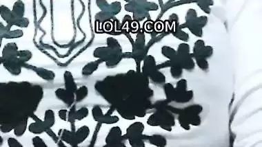 Desi girl in glasses plays with her soft boobs