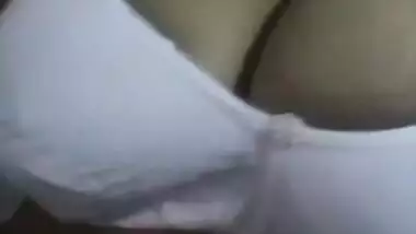 Alone Indian housewife demonstrates saggy boobs in this porn video