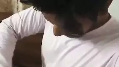 A 21-year-old college girl gives a desi blowjob to her lover