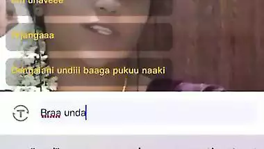 Telugu Chamet girl shows big laddoos on live chat