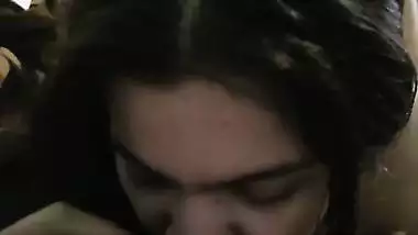 Cute girl sucking dick and balls of boyfriend viral MMS