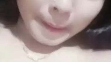 Cute smiling face girl naked on video call to lover