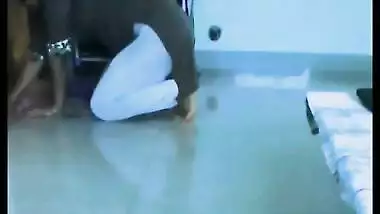 Desi maid showing huge boobs to owner while cleaning floor