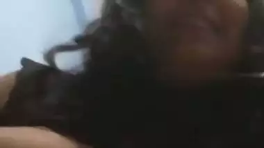 Round boobs girlfriend riding dick of boyfriend