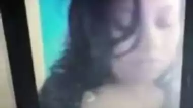 During video chat Desi gal reluctantly flashes BF her medium XXX tits