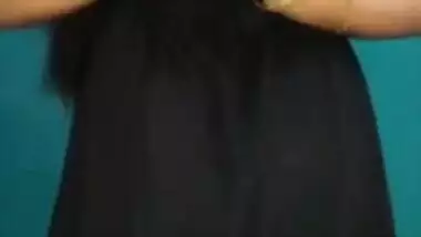 Husband is out of town so shameless Desi MILF makes XXX show with boobs