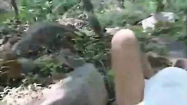 Slim girlfriend outdoor sex in a jungle with boyfriend