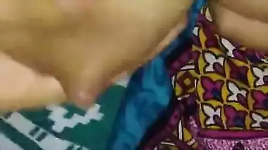 Beautiful girl pressing boobs