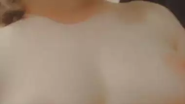 Brown hair girl cute boobs showing selfie MMS