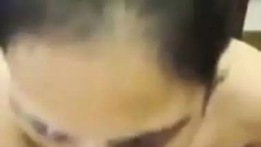 Pervert shoots his stepmom’s blowjob MMS and cums on her