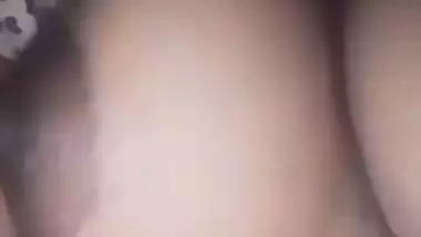 Girlfriend cute boobs showing on video call at night