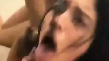 Crazy babe enjoys two big American dicks in NRI porn