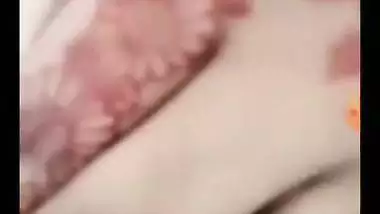 Tight pink pussy and round boobs showing GF video call