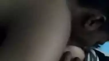 Desi teen lies with naked XXX titties while guy licks her sex nipples